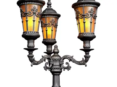 Outdoor classic street lamp light Lantern Lamppost streetlight 3D model