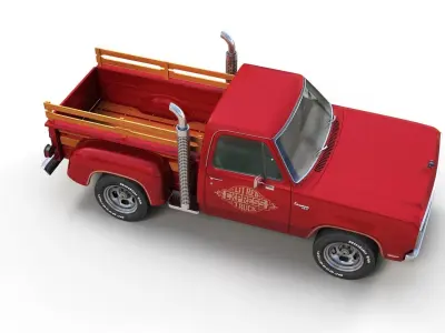 1979 Dodge Lil Red Express truck Low-poly 3D model