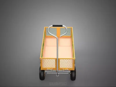 QUAD FOUR 4 WHEELED CAGE GARDEN WAGON CART WHEEL BARROW TRAILER 3D model