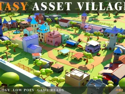 fantasy village Low-poly 3D model purchase
