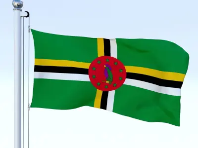 Animated Dominica Flag Low-poly 3D model