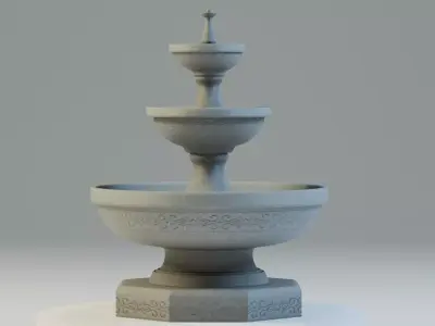 Low Poly Stylized Fountain Game Ready Low-poly 3D model