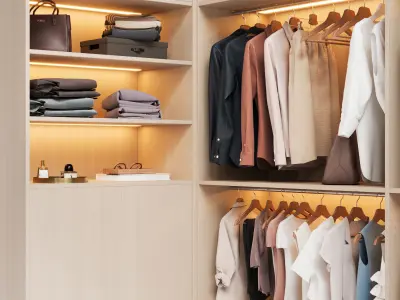 Wardrobe with clothes sliding corrugated doors 3D model