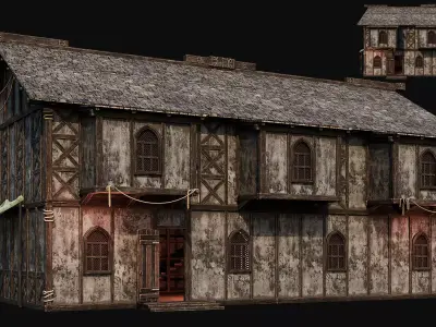 MEDIEVAL 04 with INTERIORS 4K TEXTURES Low-poly 3D model
