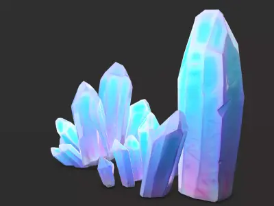 unreal minerals and crystals stylized for cartoon Low-poly 3D model