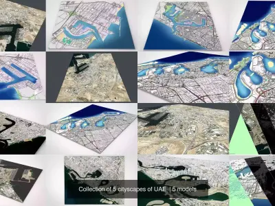 Collection of 5 cityscapes of UAE  3D Model Pack
