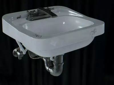 Sink New and Abandoned Low-poly 3D model