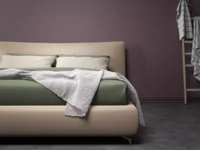 Suite modern bed frame leather 3D model