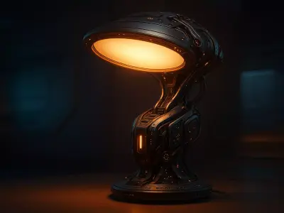 Cybernetic Glow  Futuristic Smart Lamp Low-poly 3D model