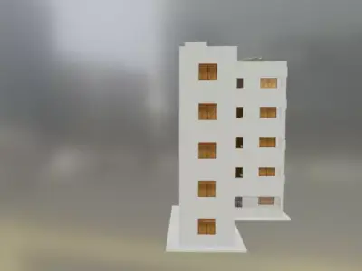 Residential Building game-ready l-poly Low-poly 3D model
