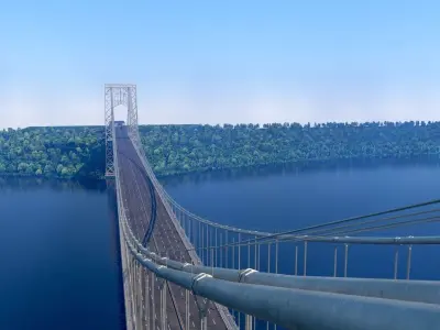 3D George Washington Bridge with Tollbooth  New York model 3D model