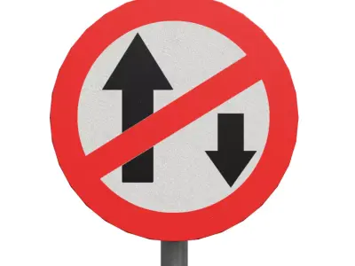 One way signBoard Low-poly 3D model