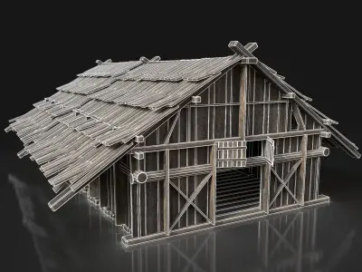 Viking Barn Cottage Hut Northern Fantasy Next Gen AAA Low-poly 3D model