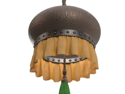Hamared Metal Body With Lower Fabric Skirt Hanging Light PBR 3D model