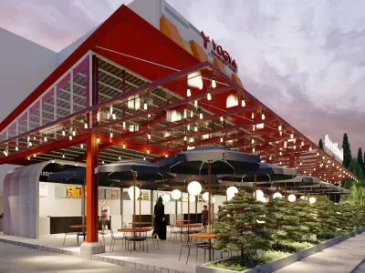 tenant and seating area concept visual 3D model with lumion 3D model