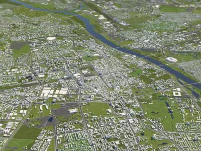 Warsaw Poland 50x50km 3D City Map 3D model