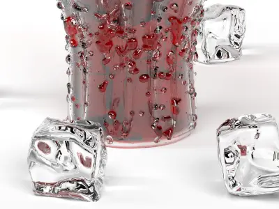 Iced Drink in Glass Cup 3D model