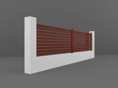 Fence with slats Low-poly 3D model