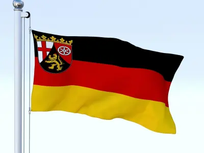 Animated Rhineland-Palatinate German State Flag Low-poly 3D model