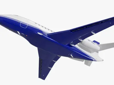  Dassault Falcon 2000 Blue Rigged for Cinema 4D 