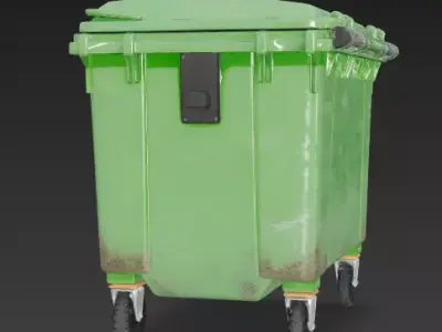 Large Commercial Mobile Garbage Bin 3D Model Low-poly 3D model