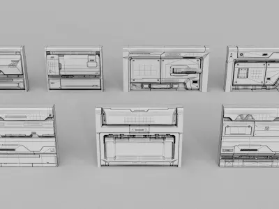 Scifi  Wall  Modular Kit Vol 1 Low-poly 3D model