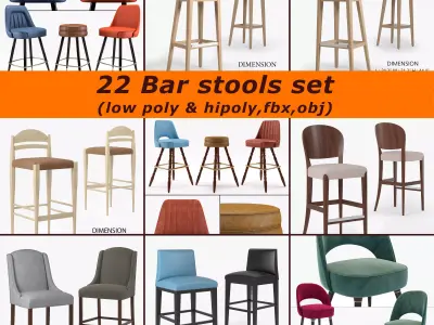 22 Bar stool sets 01  Low-poly 3D model