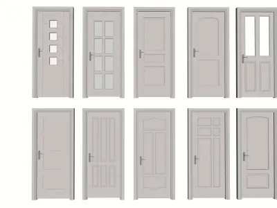 Door Modern bedroom-door-entrance door-white door 3D model