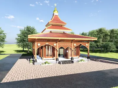 Joglo Traditional Java Indonesian Mosque architecture 3D model