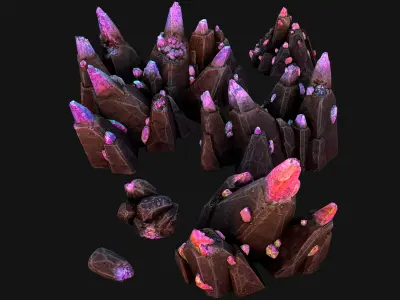 Crystal Obsidian Rocks Mineral Low-poly 3D model