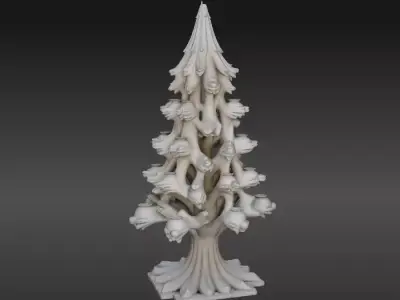 Winter Tree Lantern 3D Model Tree Decor with Lantern Slots Low-poly 3D model