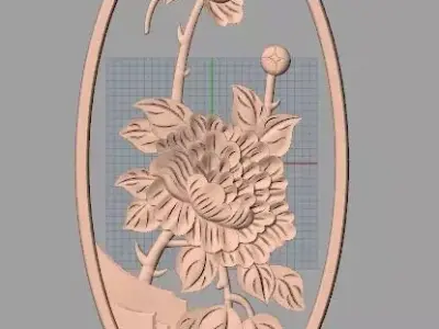 Furniture decorative corner flower 3D STL model for CNC E877 3D model