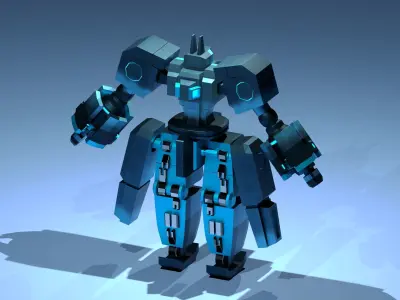 Futuristic Cybernetic Robot -  Low-poly 3D model