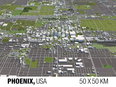 Phoenix 50x50km 3D City Map 3D model