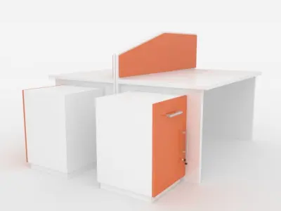 Modern office desk workstation with divider 3D model