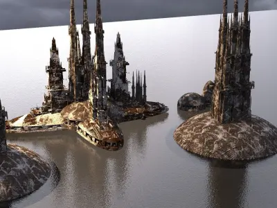 Sci-Fi Dome Kit bash 4 city models 3D model