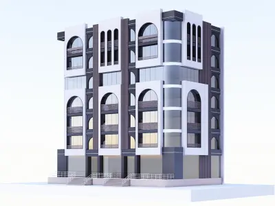 hotel building Low-poly 3D model