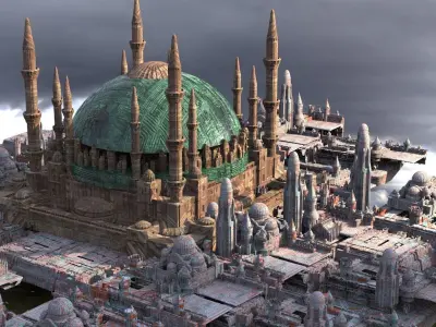 Naboo Inspired Dome 7  with city 3D model