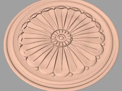 Furniture decoration round flower 3D STL model for CNC E940 3D model