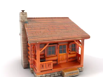 Rustic Log Cabin model pack Low-poly 3D model