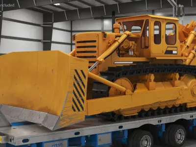  Powerful Duty Truck with Lowboy Trailer and Bulldozers 