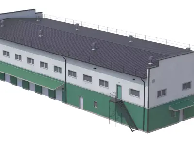 Industrial Building 17 Green PBR Low-poly 3D model