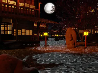 japanese ancient shrine Low-poly 3D model