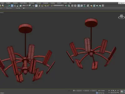 OLANNA chandelier made of wood and metal Low-poly 3D model