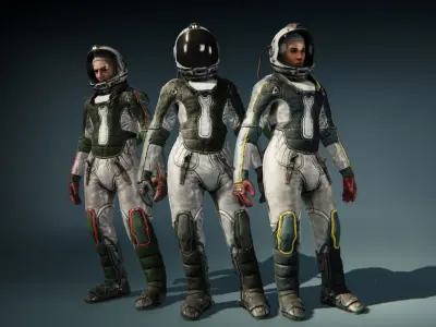 Astronauts - Game Ready man in space suit Low-poly 3D model