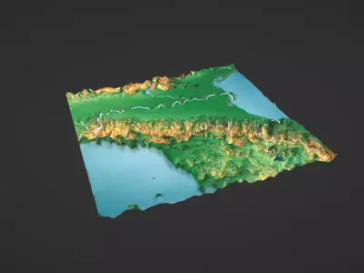 Italy Map Topography Low-poly 3D model