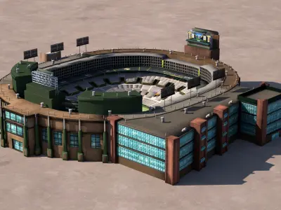 American football field Stadium Low-poly 3D model