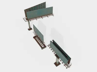 street advertisement billboard with 4k pbr game ready Low-poly 3D model