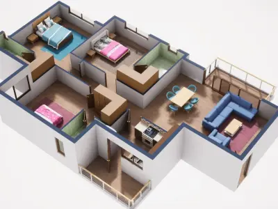 3D Floor Plan Model 52 3D model