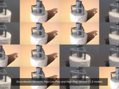 Groundwater Measure Pipe Low-Poly and High-Poly Version 3 3D Model Pack